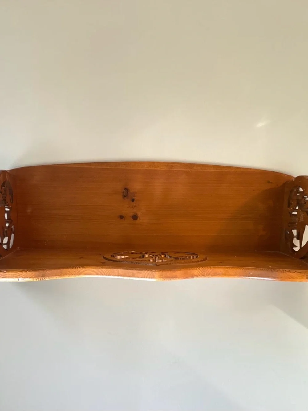 Handcrafted Carved Wooden Wall Shelf 22” Hummingbirds Birds Wood Display Shelf